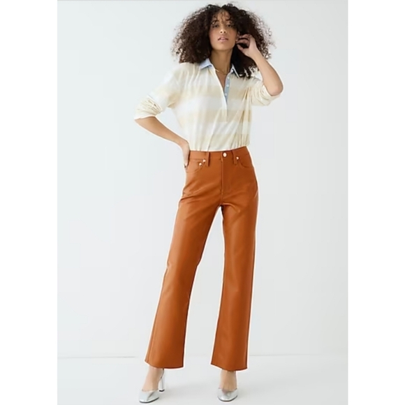 33. J.Crew High-rise slim demi-boot pant in faux leather - Picture 1 of 11